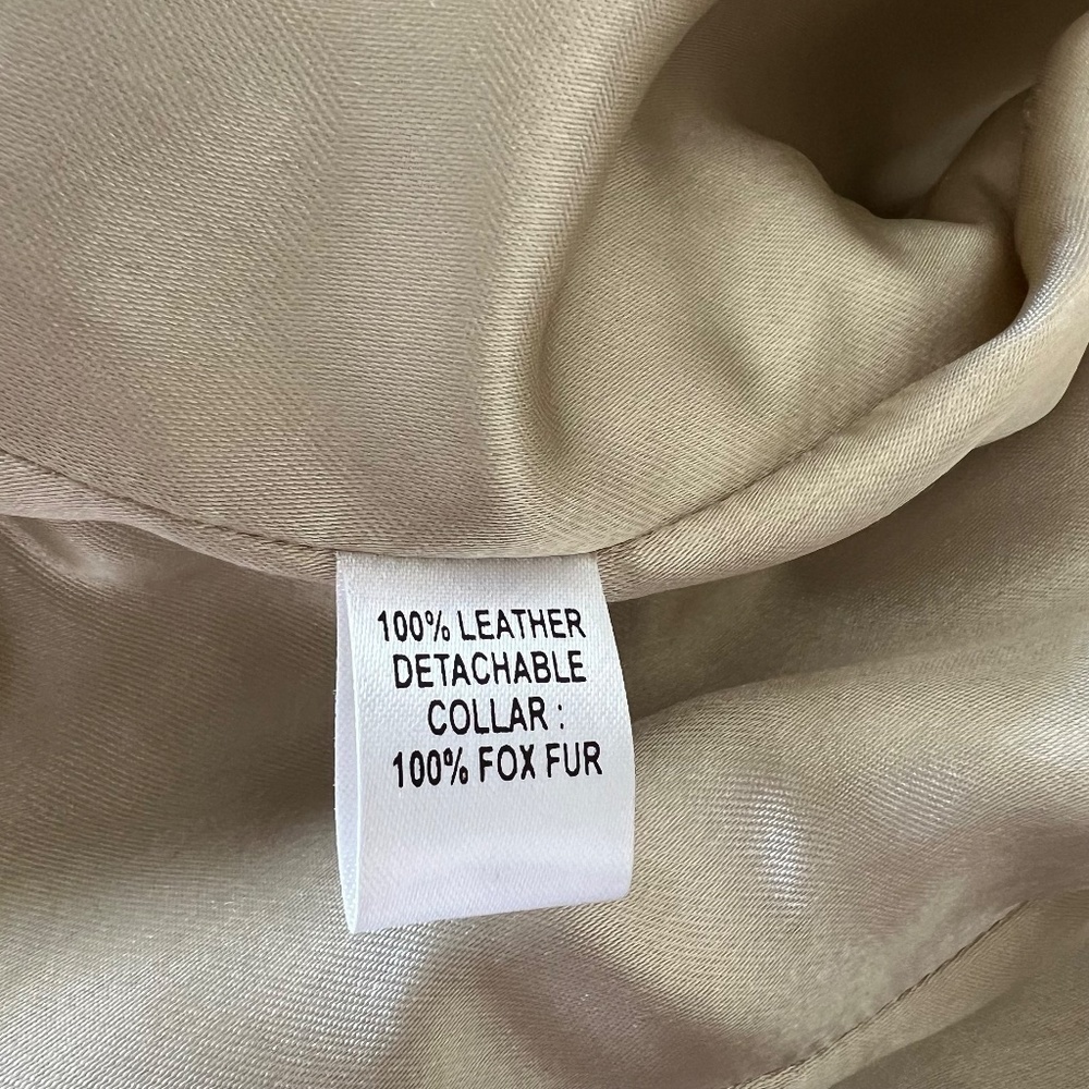 Cache Tan Leather Fitted Jacket W/Removable Fur Collar Size 10 NWT Rare Find!! - Picture 9 of 11